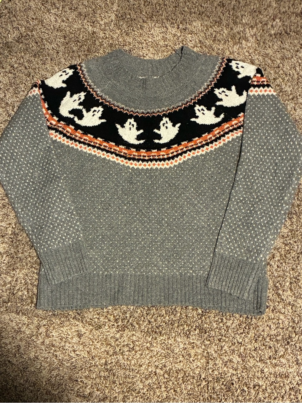 Maurices Halloween Gray Ghost Crewneck Sweater